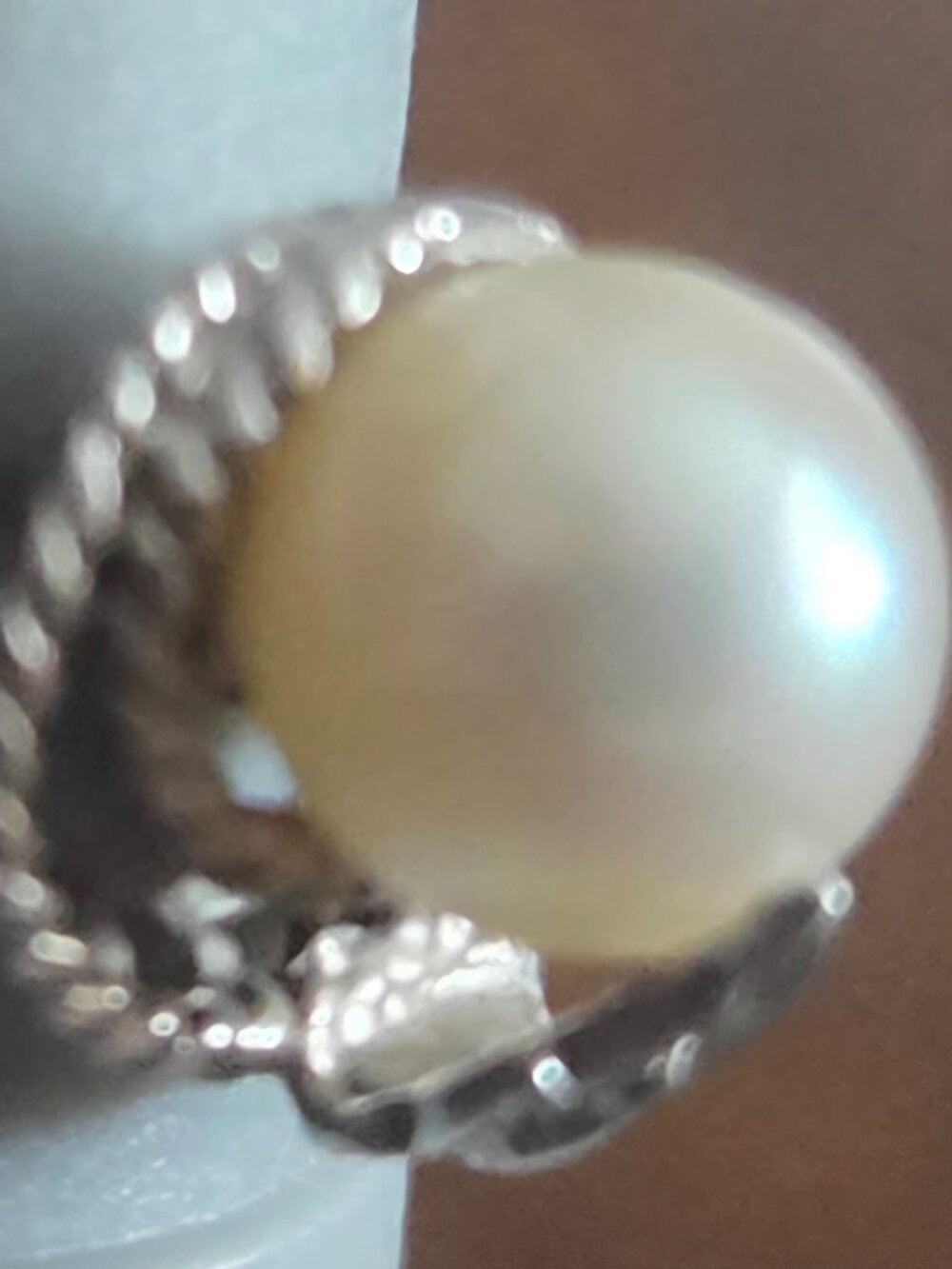 Vintage Crosby 10K White Gold Cultured Pearl Ring - Size 5 - Picture 4 of 11